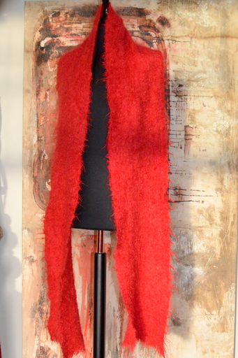Echarpe mohair et laine « rouge d’hiver »