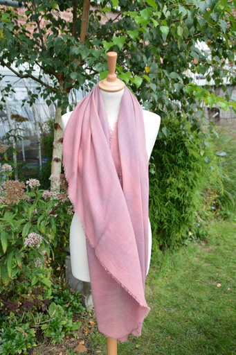 Etole cachemire et soie mauve et rose